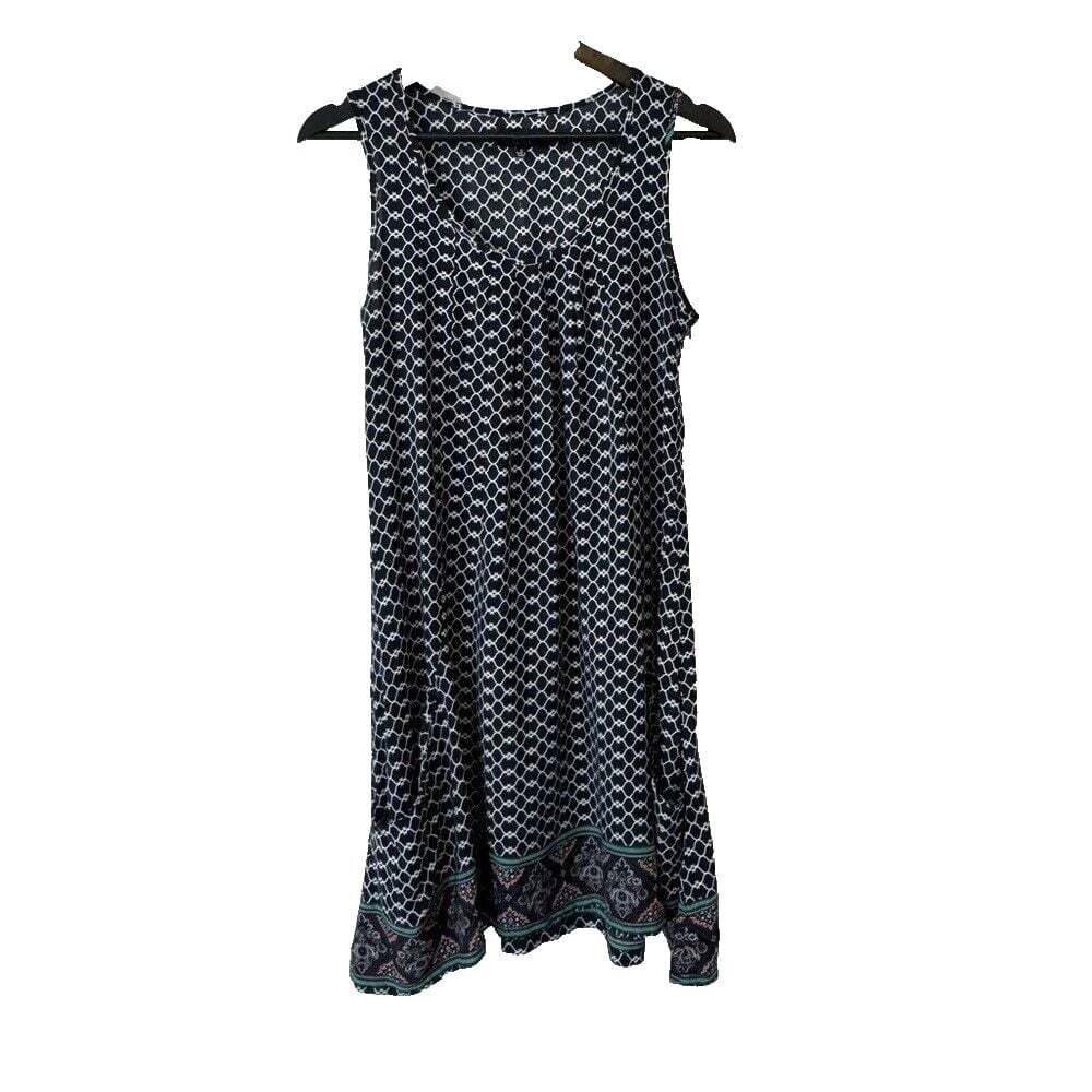 Papillon Blanc Artsy Smock A Line Dress with geometric Print Cottagecore Vibes S